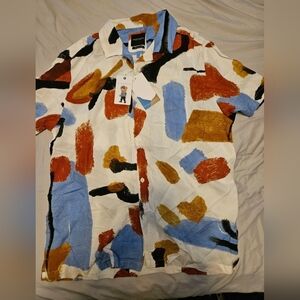 Denim & Flower Men's Abstract Print Shirt - Multicolor